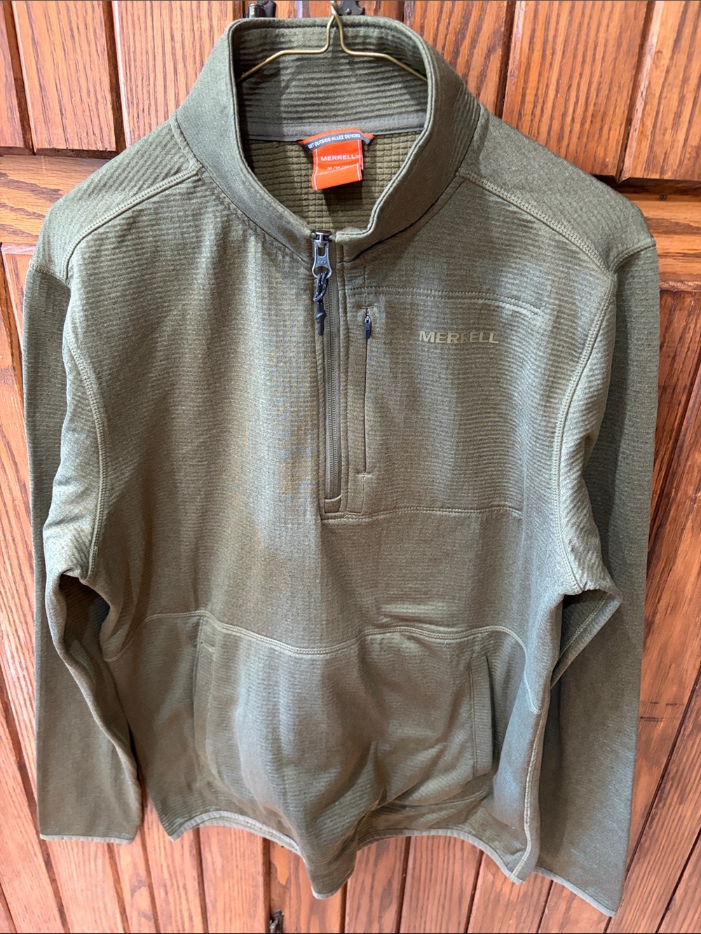 Merrell Men's Olive Green Half-Zip Pullover Sweater size Medium